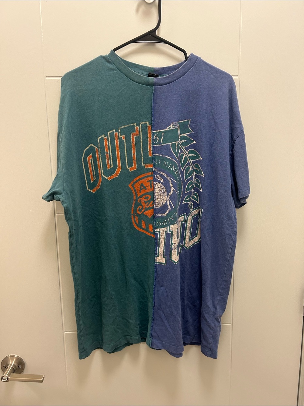 Urban Outfitters Reworked Split Mens Graphic Tee Size M Oversized Y2K Streetwear